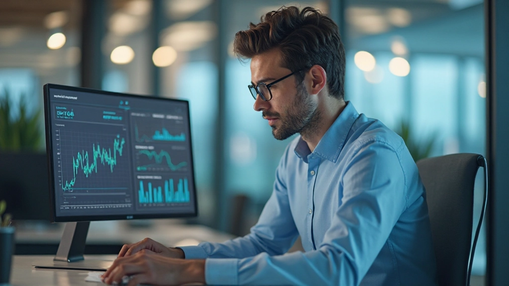Профессиональный анализ финансовых данных на компьютере с графиками и диаграммами
