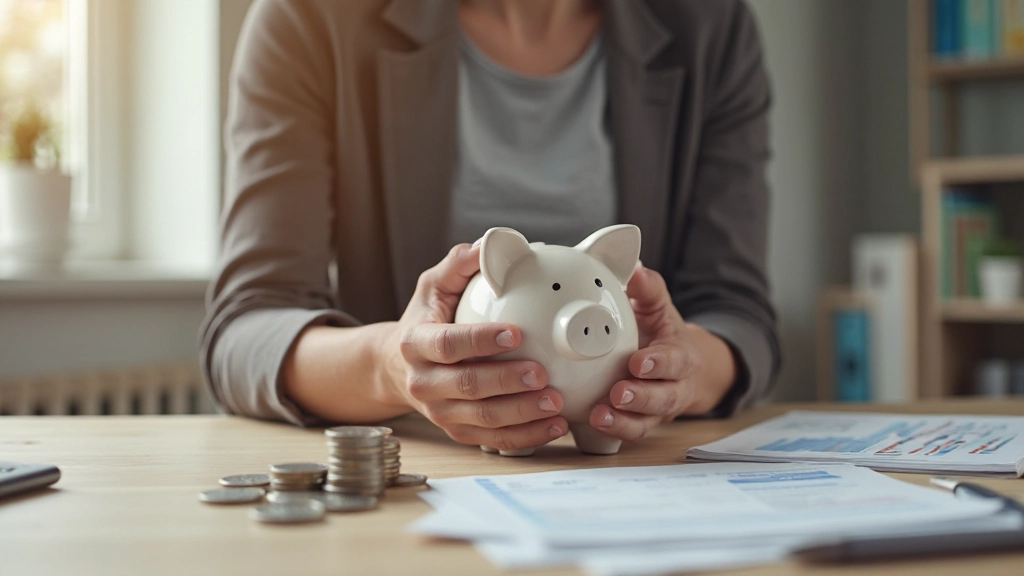 Изображение копилки и стопок монет, символизирующих накопления денежных средств