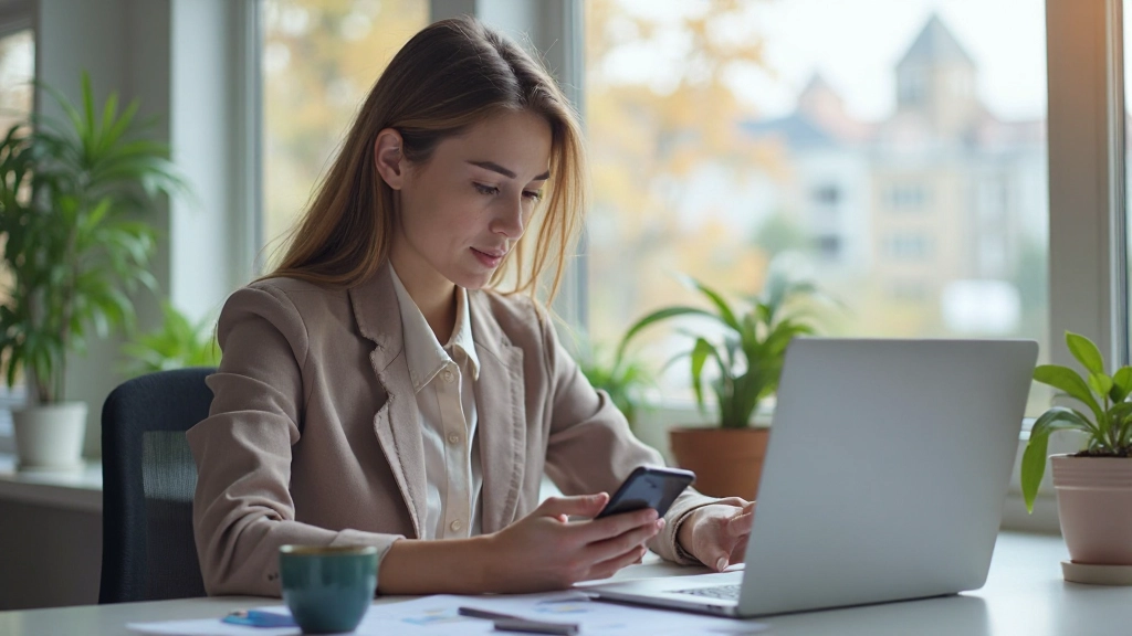 Профессиональное изображение финансового планирования с мобильным приложением на экране