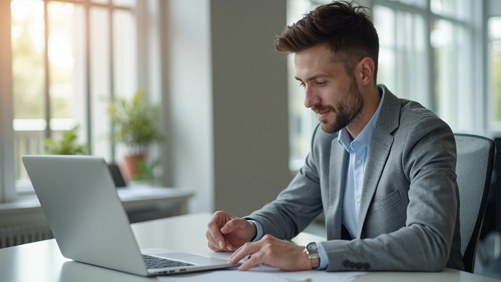 Профессиональный портфель инвестиций с графиками роста на экране ноутбука